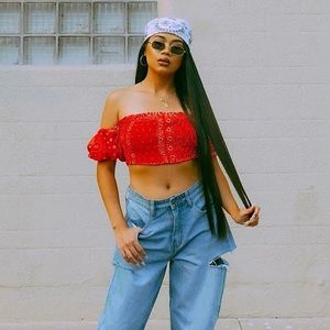 Red blouse for summer. Wore it once